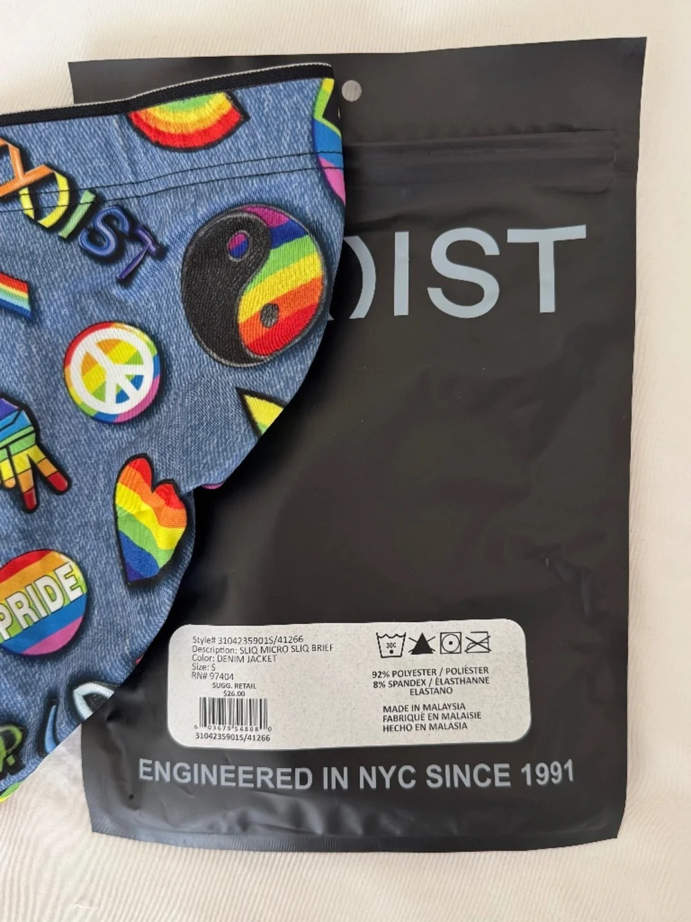 2(x)ist PRIDE Edition Contour Trunks - Denim Jacket - NIB - Small - Picture 5 of 5